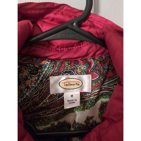 Talbots Red Button Up Duck Down Puffer Vest Women's Size M Pockets - Picture 2 of 6